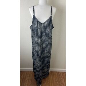 Sejour Black White Print Spaghetti Strap Midi Dress Sz 16W Plus Size
